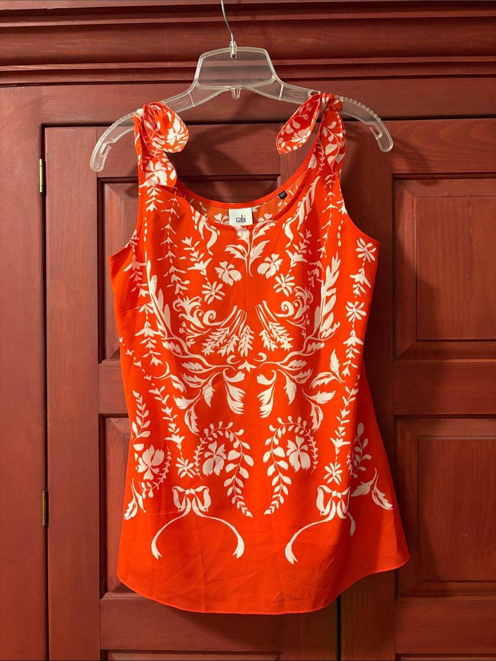 CAbi Orange Floral Tie-Shoulder Camisole